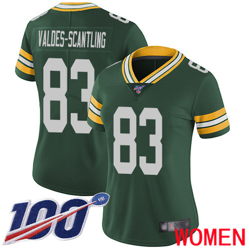 Green Bay Packers Limited Green Women #83 Valdes-Scantling Marquez Home Jersey Nike NFL 100th Season Vapor Untouchable